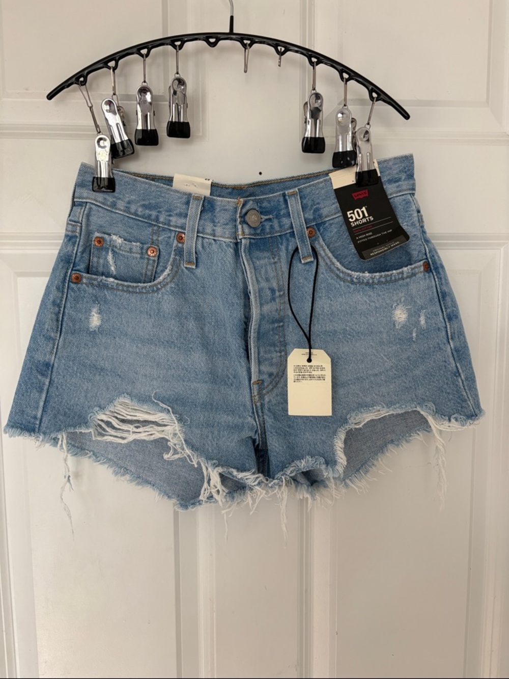 MUST GO! Levi's 501 Light Blue Distressed High-Rise Jean Shorts